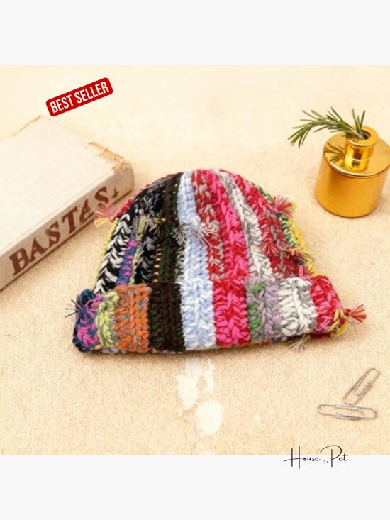 Chunky Crochet Beanie Casual Cuffed Winter Hat with Boho  display picture 1